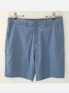 Goodfellow & Co Quick Dry Heathered Blue Straight Fit Flat Front Shorts Sz 33